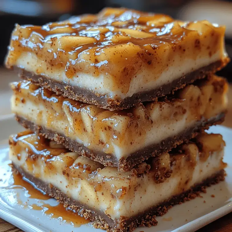 If you're on the hunt for a dessert that perfectly marries the creamy richness of cheesecake with the delightful tartness of fresh apples, look no further than Caramel Apple Cheesecake Bars. These delectable treats are a feast for the senses, offering a harmonious blend of flavors and textures that is sure to impress family and friends alike. The creamy cheesecake layer, tart apple filling, and luscious caramel drizzle make these bars a standout dessert for any occasion.
