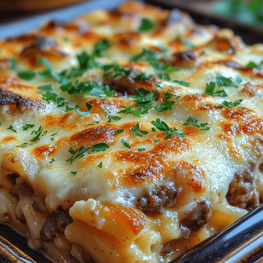 If you're searching for a dish that embodies comfort and satisfaction, look no further than the French Onion Beef Pasta Bake. This delightful recipe marries the rich, savory flavors of classic French onion soup with the heartiness of pasta, creating a meal that is as comforting as it is indulgent. Imagine tender pasta enveloped in a creamy, onion-infused sauce, mingled with ground beef, and generously topped with melty cheese. This dish is not only pleasing to the palate but also visually appealing, making it perfect for family dinners, potlucks, or any gathering where you want to impress your guests.