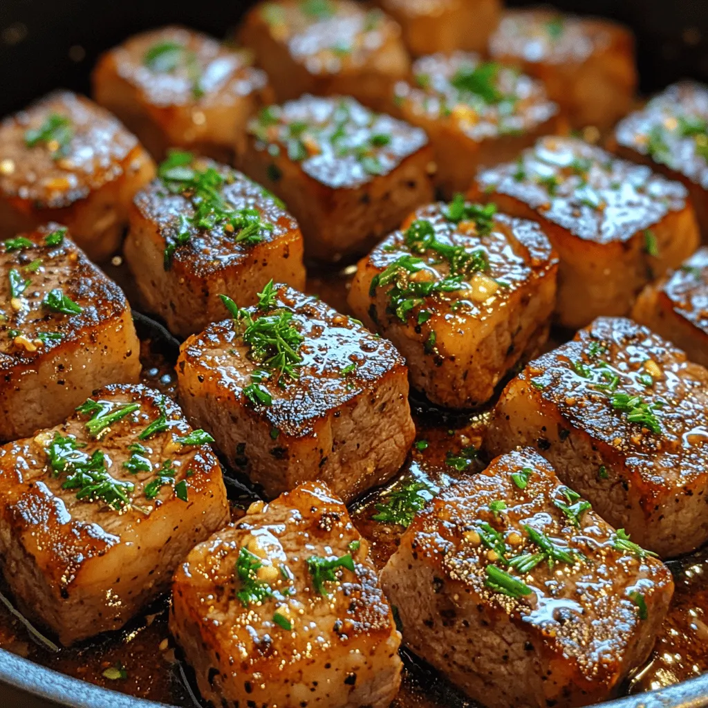 Juicy Garlic Butter Steak Bites are a culinary masterpiece that brings the rich and savory flavors of tender steak to your dinner table with minimal effort. Whether you’re planning an intimate gathering or simply indulging in a gourmet meal at home, this recipe is sure to impress. The combination of succulent sirloin steak, aromatic garlic, and fresh herbs creates a mouthwatering dish that tantalizes the taste buds and elevates any dining experience.