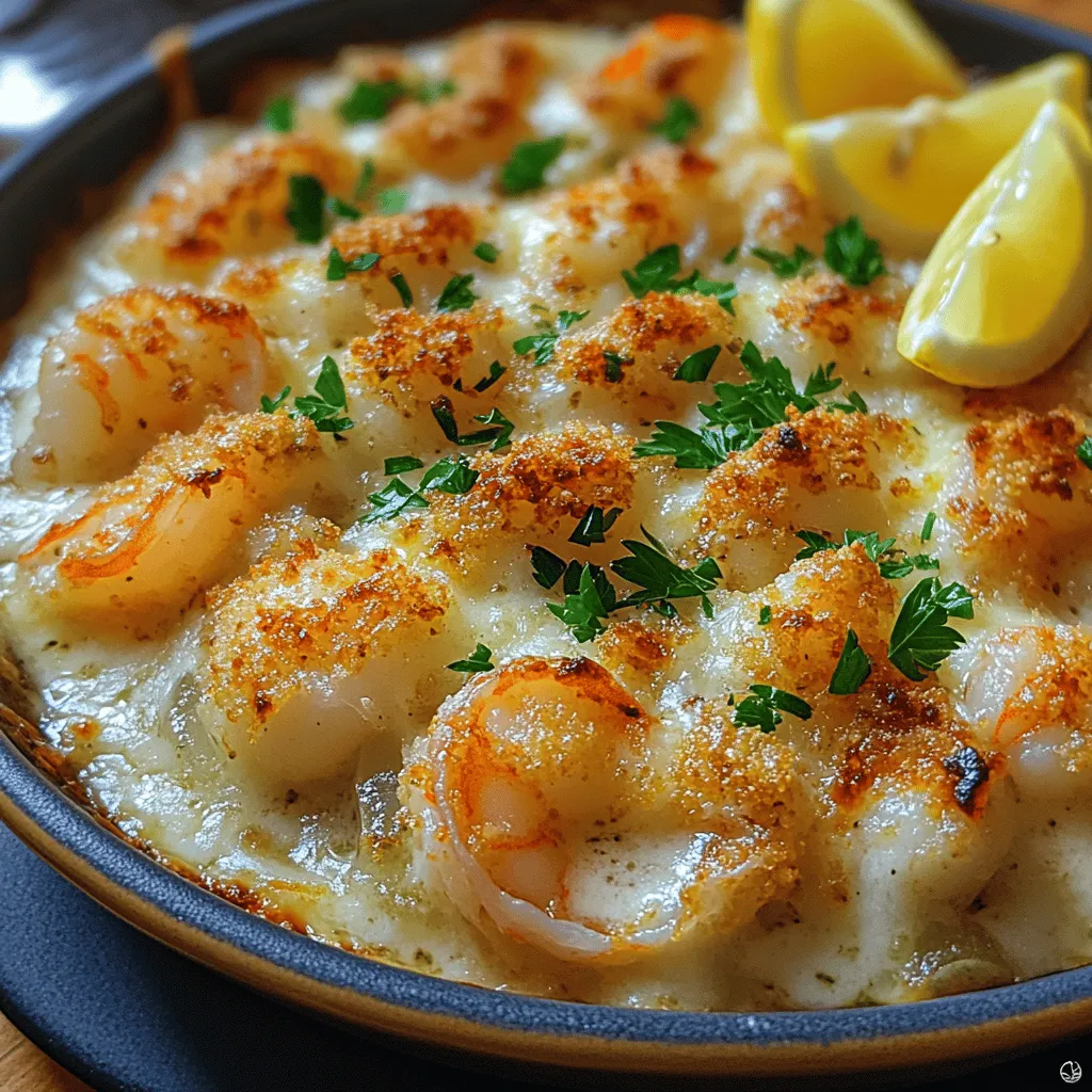 Garlic shrimp gratin is an exquisite dish that merges the succulent flavors of fresh seafood with the rich comfort of creamy sauces and a crispy topping. This indulgent recipe is not only a feast for the palate but also a visual delight that will impress your guests at any dining occasion. The appeal of garlic shrimp gratin lies in its harmonious blend of textures and flavors: tender shrimp bathed in a velvety sauce, topped with a golden-brown crust that delivers an irresistible crunch with every bite.