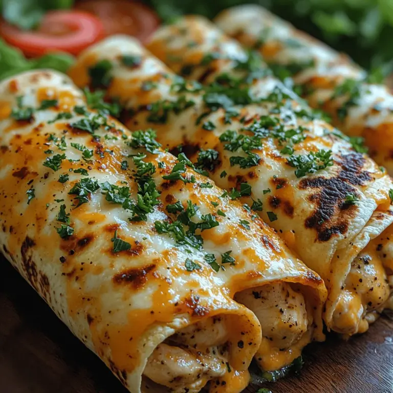 In today's fast-paced world, we often find ourselves yearning for quick, yet satisfying meals that don’t compromise on flavor. Enter Cheesy Garlic Chicken Wraps — a delightful fusion of tender chicken, melty cheese, and aromatic garlic, all wrapped up in a soft tortilla. This dish is not only easy to prepare, but it also caters to the taste buds of both the young and the young at heart. Whether you’re looking for a delicious lunch option, a quick dinner solution, or a fun dish to serve at a gathering, these wraps are sure to impress.