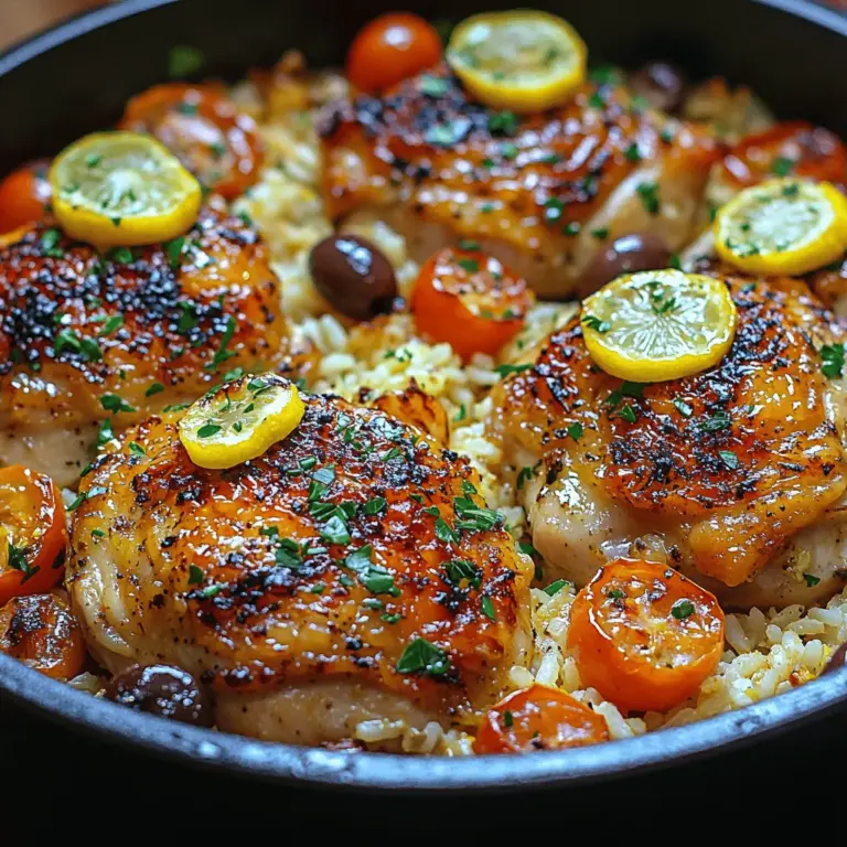 Welcome to the world of zesty flavors and vibrant aromas with our Zesty One-Pot Greek Chicken & Lemon Rice. This dish is a delightful marriage of succulent chicken, aromatic herbs, and bright citrus that transports you straight to the sun-drenched shores of Greece. With its vibrant colors and enticing flavors, this meal not only pleases the palate but also brings a splash of joy to your dining table.