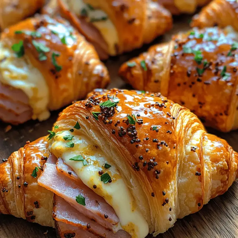 There's something undeniably tempting about the aroma of freshly baked croissants wafting through the kitchen. When you elevate the classic croissant to a whole new level by introducing a delicious filling of gooey cheese and savory ham, you've created a dish that's not only comforting but also perfectly suited for any time of day. Welcome to the world of Cheesy Delight Croissants, a recipe that seamlessly marries the flaky, buttery texture of croissants with the rich flavors of Gruyère cheese and ham.
