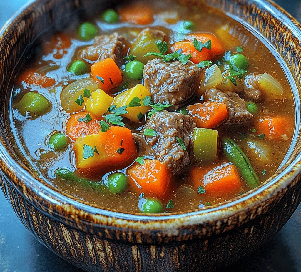 There’s an undeniable charm in a bowl of Savory Vegetable Beef Soup that draws you in, enveloping you in a warm embrace with every spoonful. This dish is more than just a recipe; it’s a comforting experience that blends rich flavors and wholesome textures, making it an ideal choice for family dinners or chilly evenings spent curled up on the couch. As the fragrant aroma wafts through your kitchen, it evokes feelings of nostalgia and warmth, reminiscent of hearty meals shared with loved ones.