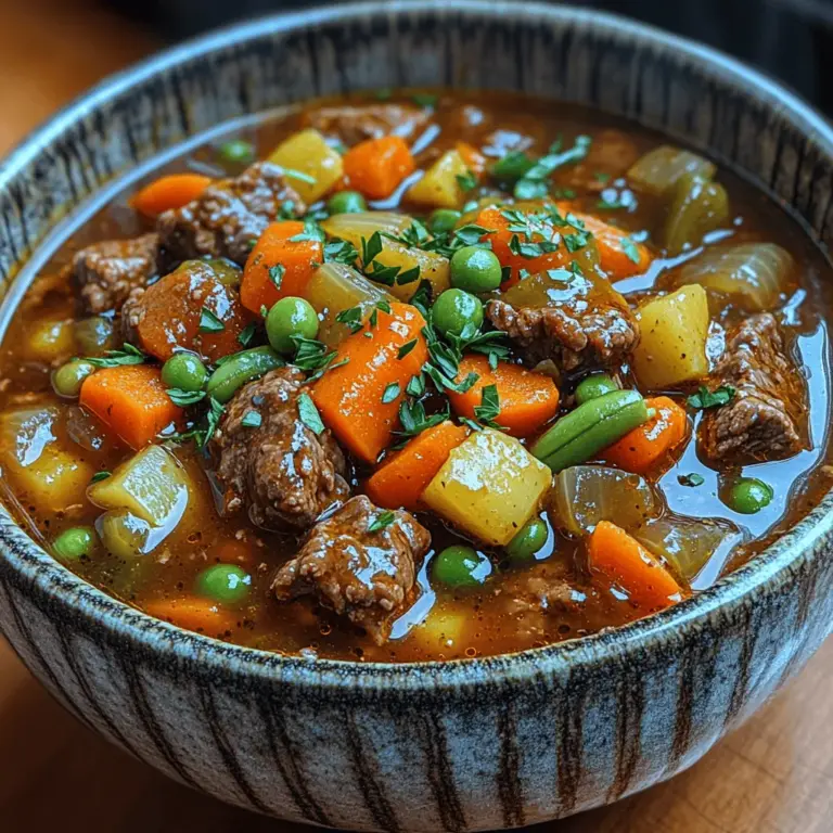 There’s an undeniable charm in a bowl of Savory Vegetable Beef Soup that draws you in, enveloping you in a warm embrace with every spoonful. This dish is more than just a recipe; it’s a comforting experience that blends rich flavors and wholesome textures, making it an ideal choice for family dinners or chilly evenings spent curled up on the couch. As the fragrant aroma wafts through your kitchen, it evokes feelings of nostalgia and warmth, reminiscent of hearty meals shared with loved ones.