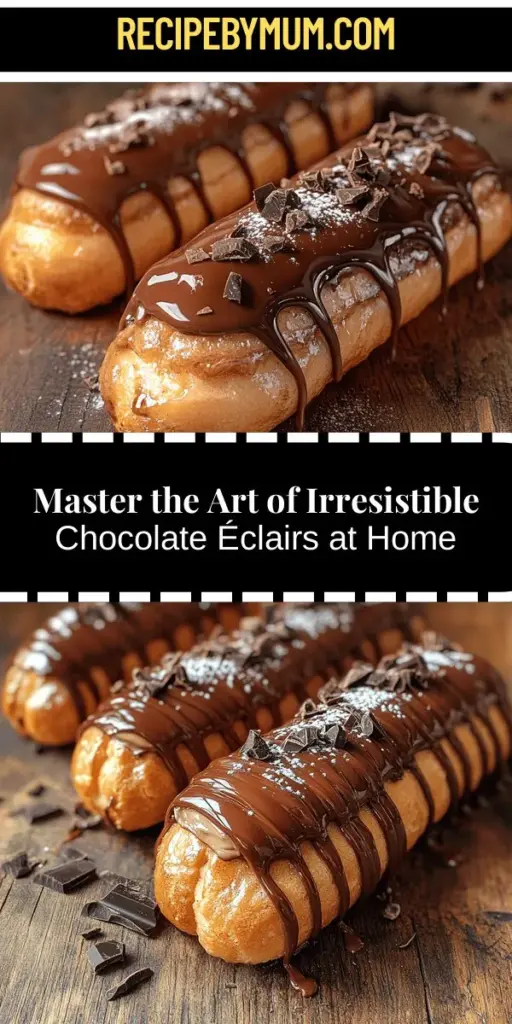 Indulge in the timeless delight of chocolate éclairs, a classic French pastry that combines airy choux pastry, creamy filling, and rich chocolate glaze. This step-by-step guide will help you master the art of making these irresistible treats from scratch. Learn how to prepare the perfect choux pastry, delicious pastry cream, and glossy chocolate glaze. With detailed instructions, you’ll impress your guests and satisfy your sweet tooth with these elegant desserts. Perfect for celebrations or a personal treat, homemade éclairs are sure to become a cherished favorite in your baking repertoire.