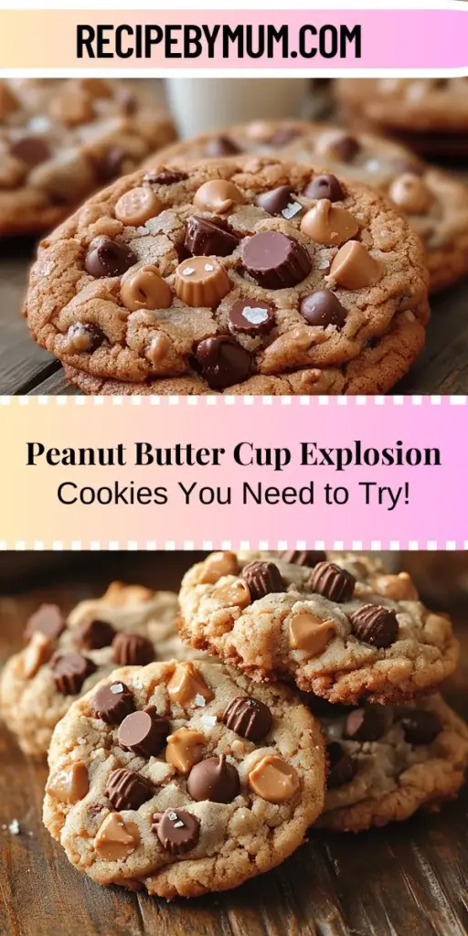 Indulge in the ultimate cookie experience with Peanut Butter Cup Explosion Cookies! Combining creamy peanut butter and rich chocolate, these decadent treats feature a soft, chewy interior with a crisp outer layer. This recipe guides you through each step to create cookies bursting with gooey peanut butter cups. Perfect for impressing guests or satisfying your sweet tooth, these cookies are a delightful addition to any gathering. Get ready to bake magic today!