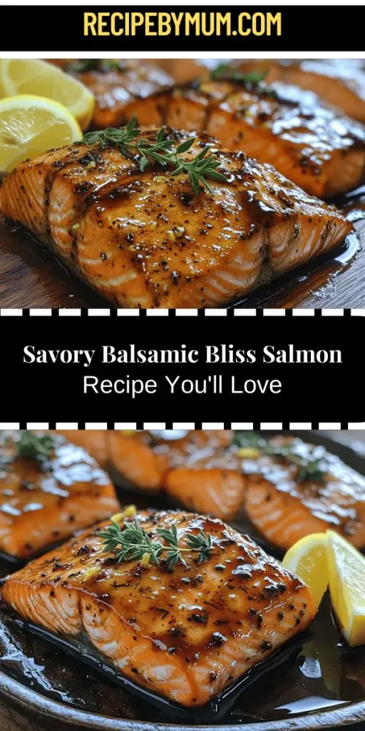 Discover the deliciousness of Savory Balsamic Bliss Salmon, a dish that combines rich, buttery salmon with a tangy-sweet balsamic glaze. This recipe is not only a delight for the taste buds but also packs a nutritional punch, thanks to the heart-healthy omega-3 fatty acids in salmon and the antioxidants in balsamic vinegar. Perfect for weeknight dinners or special occasions, this stunning dish is sure to impress with its elegant presentation and mouthwatering flavors. Enjoy cooking and savoring this culinary masterpiece!