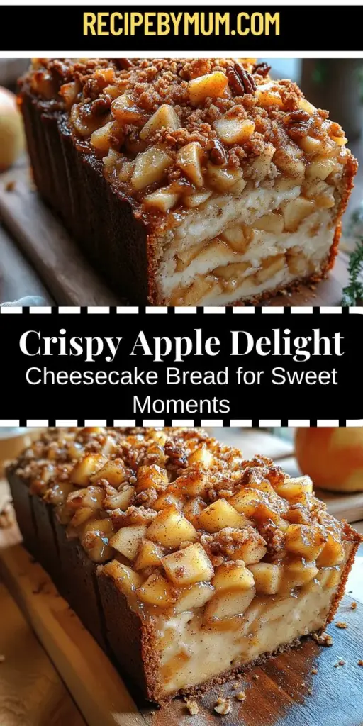 Discover the delicious harmony of flavors in Crispy Apple Delight Cheesecake Bread! This delightful dessert combines a creamy cheesecake layer, tender bread base, and a crispy apple topping that evokes nostalgia and warmth. Perfect for family gatherings or festive celebrations, this treat is visually stunning and utterly satisfying. Enjoy it warm or chilled, making it a versatile favorite you'll want to share with everyone. Elevate your dessert game today!