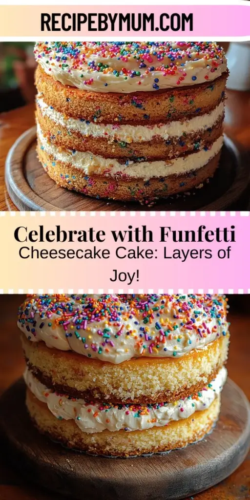 Bring joy to your celebrations with a delicious Funfetti Cheesecake Cake. This mouthwatering dessert combines airy Funfetti cake and creamy cheesecake, creating a delightful balance of textures and flavors. Adorned with vibrant rainbow sprinkles, it's perfect for birthdays and special occasions. Learn how to craft this show-stopping dessert step-by-step, from baking the fluffy layers to whipping up a luscious frosting. Enjoy a slice of happiness in every bite!