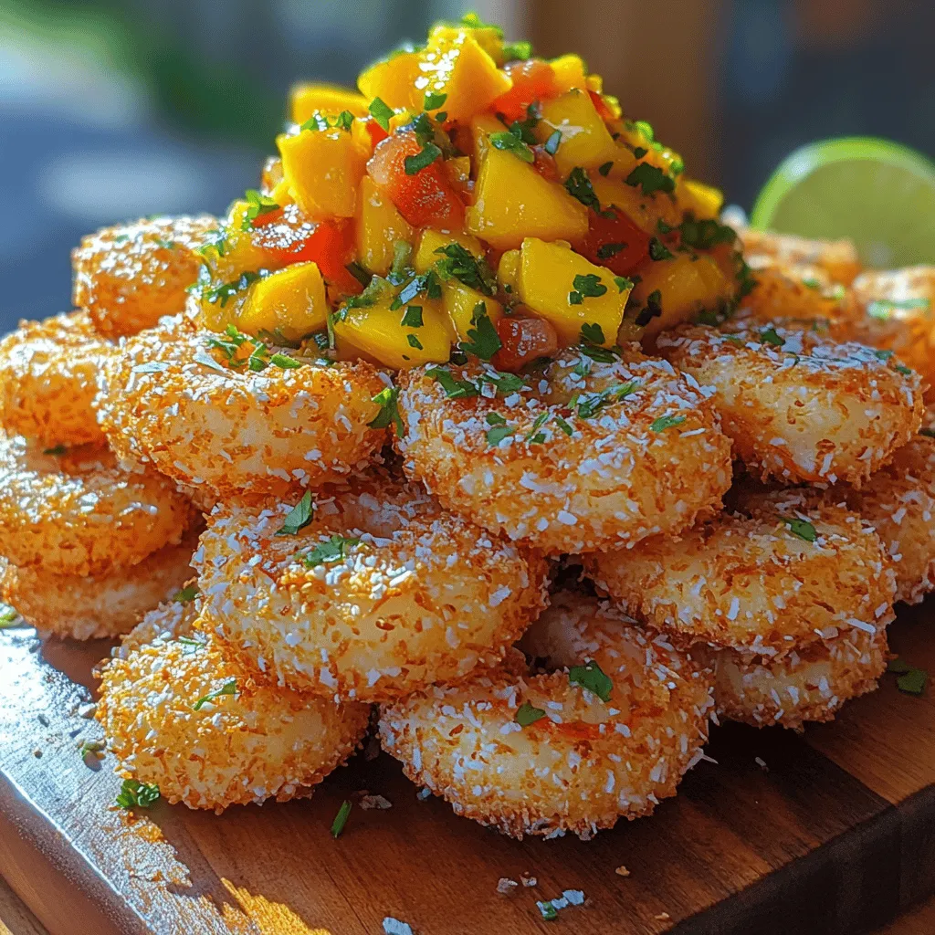 Tropical Bliss Coconut Shrimp with Mango Salsa is a delightful dish that transports your taste buds straight to a sun-soaked beach, where the air is filled with the scent of coconut and the vibrant colors of tropical fruits. This dish marries the tender, juicy texture of shrimp with the crispy, golden crunch of coconut, creating a sensory experience that is both satisfying and refreshing. The addition of mango salsa, bursting with fresh flavors, enhances the dish, providing a perfect balance of sweetness and acidity that complements the richness of the shrimp.