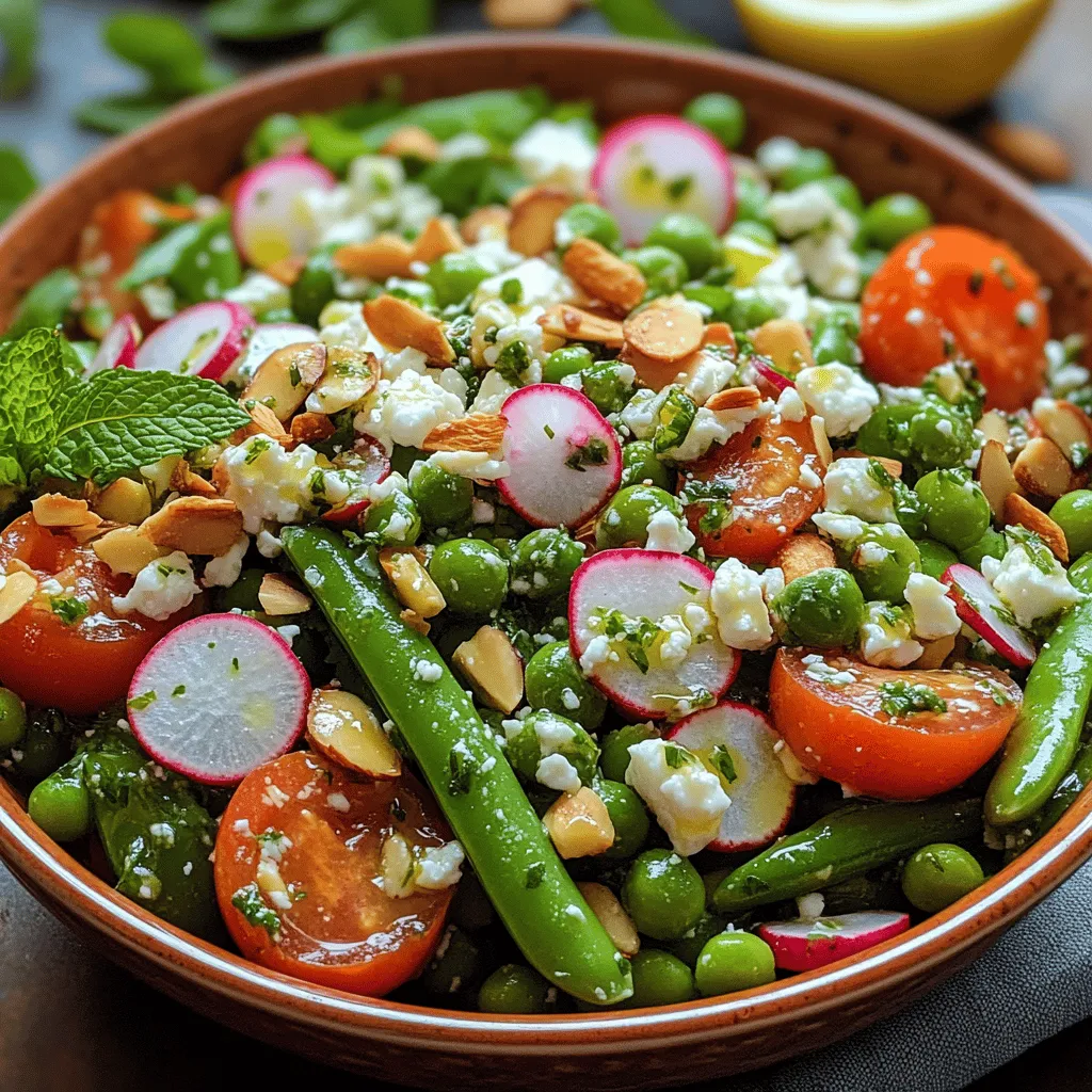 In the realm of vibrant, fresh salads, few can rival the Crisp Sugar Snap Pea Delight. This delightful dish is not only easy to prepare but also bursts with flavor and color, making it a perfect addition to any meal. The salad showcases an enticing medley of fresh ingredients that come together to create a dish that is as visually appealing as it is delicious. Whether you're looking for a light side dish or a healthy lunch option, this salad combines the sweetness of sugar snap peas, the juiciness of cherry tomatoes, and the crunch of radishes for a truly refreshing experience.