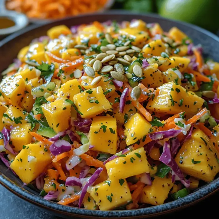 Are you looking to elevate your meals with a burst of tropical flavors and vibrant colors? The Tropical Zest Mango Slaw is the perfect solution. This refreshing and colorful slaw combines the sweetness of ripe mangos with a medley of fresh vegetables and herbs, making it not only a feast for the eyes but also a delightful experience for your taste buds. Whether you’re enjoying a casual barbecue, hosting a dinner party, or simply seeking a nutritious side dish, this slaw adapts effortlessly to any occasion.