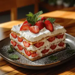 Strawberries are the quintessential summer fruit, celebrated for their vibrant red color, juicy sweetness, and versatility in desserts. Their natural flavor pairs beautifully with the lightness of whipped cream, creating a harmonious blend that is both refreshing and indulgent. The combination of these two ingredients not only evokes nostalgia for childhood summers but also appeals to the taste buds of guests of all ages.