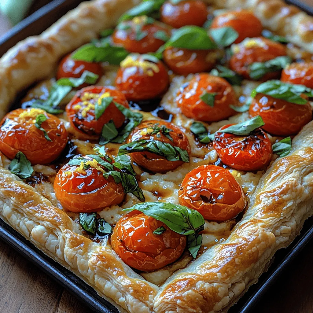 There's something undeniably delightful about a tart that celebrates the vibrant flavors of summer. The Sun-Kissed Roasted Cherry Tomato Tart is a culinary masterpiece that transforms simple ingredients into a symphony of taste. This tart not only showcases the beauty of seasonal produce but also highlights the importance of balance in texture and flavor—crispy, flaky pastry paired with juicy, roasted tomatoes, creamy cheese, and aromatic herbs. This dish is perfect for brunch, a light dinner, or even as an appetizer at gatherings, making it a versatile addition to your recipe repertoire.