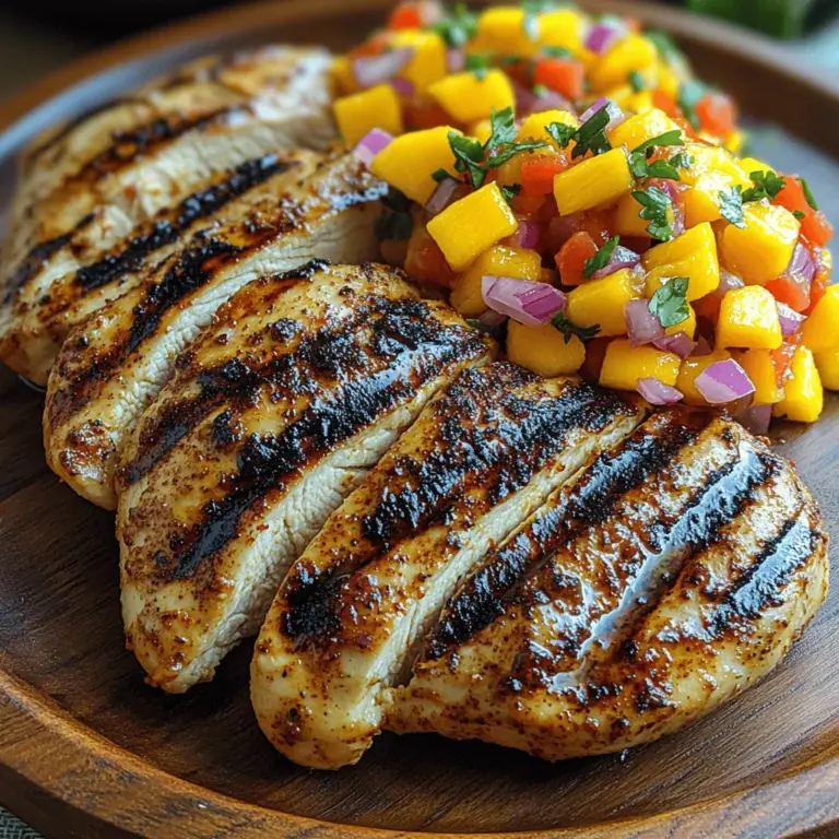 Welcome to a culinary adventure that transports your taste buds to a sun-kissed paradise! Today, we're diving into the vibrant world of "Tropical Delight: Mango Salsa Grilled Chicken." This dish is not only a feast for the eyes but also a celebration of flavor, showcasing the perfect marriage between juicy grilled chicken and a refreshing mango salsa. Imagine biting into succulent pieces of chicken, marinated to perfection and enhanced by the sweet, tangy notes of ripe mango, zesty lime, and fragrant cilantro.
