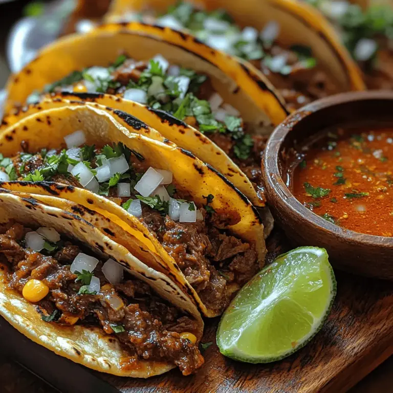 Birria de Res tacos are a culinary masterpiece that hails from the vibrant regions of Mexico, celebrated for their rich flavors and satisfying textures. This traditional dish features tender beef simmered in a fragrant blend of spices and chilies, served in warm corn tortillas. The origins of Birria trace back to the state of Jalisco, where it was traditionally made with goat meat but has evolved over time to include beef, particularly in modern recipes. The dish has gained immense popularity not only in Mexico but also in the United States, where it has become a beloved street food item.