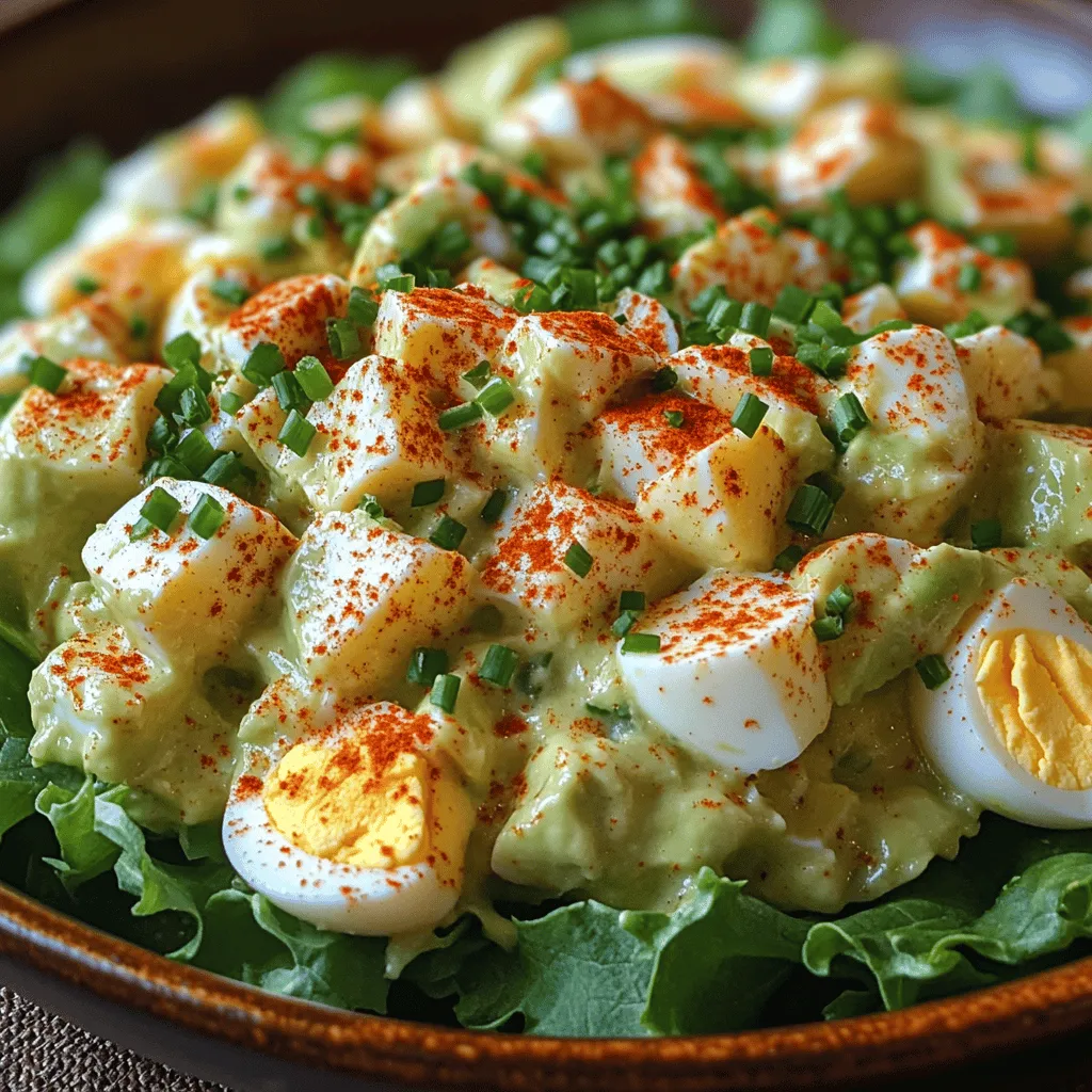 The Creamy Avocado Egg Salad Delight is a culinary masterpiece that artfully combines the rich, buttery texture of ripe avocados with the wholesome goodness of hard-boiled eggs. This dish is a vibrant twist on traditional egg salad, offering a delightful balance of flavors and textures that make it not only delicious but also incredibly nutritious. Whether enjoyed as a quick breakfast, a leisurely brunch, or a light lunch, this egg salad is a versatile option for anyone looking to infuse their meal with healthful ingredients.