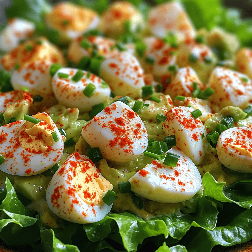 The Creamy Avocado Egg Salad Delight is a culinary masterpiece that artfully combines the rich, buttery texture of ripe avocados with the wholesome goodness of hard-boiled eggs. This dish is a vibrant twist on traditional egg salad, offering a delightful balance of flavors and textures that make it not only delicious but also incredibly nutritious. Whether enjoyed as a quick breakfast, a leisurely brunch, or a light lunch, this egg salad is a versatile option for anyone looking to infuse their meal with healthful ingredients.