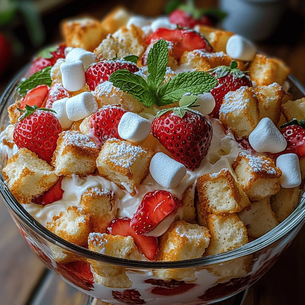 As summer approaches and fresh fruits start to fill our grocery stores and farmers' markets, there's no better time to indulge in light and refreshing desserts. One such delightful option is the Strawberry Shortcake Fluff Salad. This dish combines the sweet, juicy flavor of ripe strawberries with the creamy texture of whipped cream and yogurt, all brought together with the airy goodness of angel food cake. The result is a dessert that’s not only delicious but also incredibly easy to make, making it perfect for summer gatherings, potlucks, or family events.