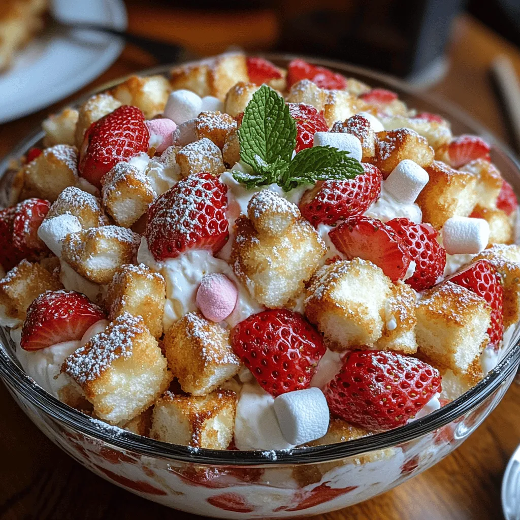 As summer approaches and fresh fruits start to fill our grocery stores and farmers' markets, there's no better time to indulge in light and refreshing desserts. One such delightful option is the Strawberry Shortcake Fluff Salad. This dish combines the sweet, juicy flavor of ripe strawberries with the creamy texture of whipped cream and yogurt, all brought together with the airy goodness of angel food cake. The result is a dessert that’s not only delicious but also incredibly easy to make, making it perfect for summer gatherings, potlucks, or family events.
