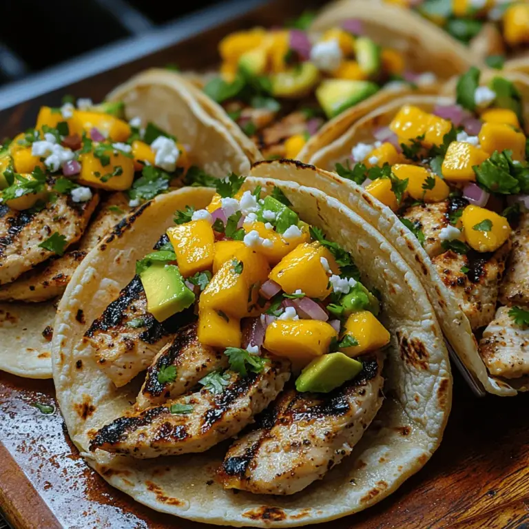 If you're seeking a vibrant and delicious dish that encapsulates the spirit of summer, look no further than Grilled Chicken Mango Tacos. This recipe beautifully marries succulent grilled chicken with a refreshing mango salsa, creating a delightful fusion of flavors that will transport your taste buds to a tropical paradise. The combination of tender chicken, sweet and tangy mango, and creamy avocado makes these tacos perfect for various occasions, whether you're hosting a summer gathering, preparing a quick weeknight dinner, or looking for a healthy meal prep option.