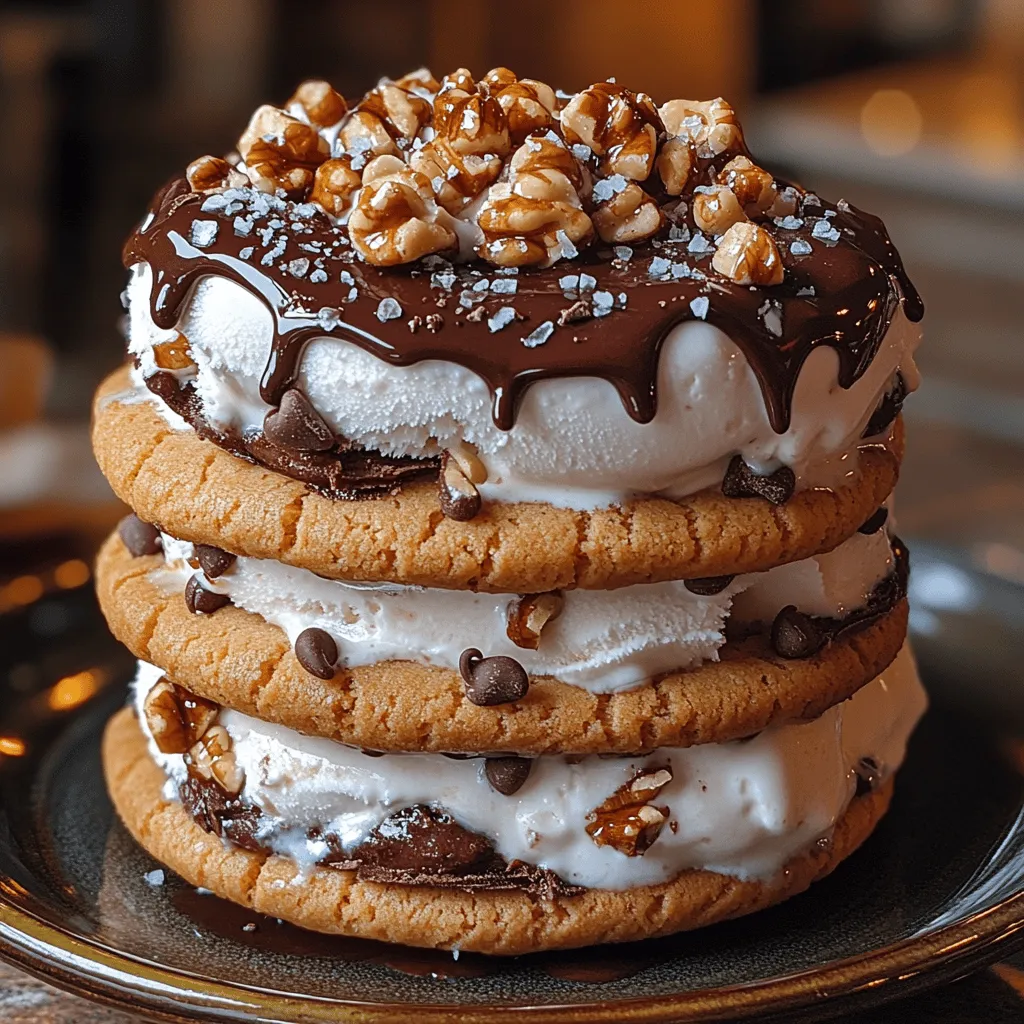 Imagine a dessert that combines the nostalgic flavors of childhood with a sophisticated twist, perfect for both casual gatherings and special celebrations. The Choco-Nutty Ice Cream Sandwich Cake is precisely that—a delightful treat that harmoniously blends layers of rich chocolate chip cookies, velvety vanilla ice cream, and crunchy nuts. This dessert is not just a visual masterpiece; it tantalizes the taste buds with its contrast of textures and flavors, making it an irresistible choice for those looking to impress friends and family or simply indulge in a sweet escape at home.