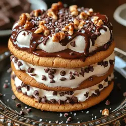 Imagine a dessert that combines the nostalgic flavors of childhood with a sophisticated twist, perfect for both casual gatherings and special celebrations. The Choco-Nutty Ice Cream Sandwich Cake is precisely that—a delightful treat that harmoniously blends layers of rich chocolate chip cookies, velvety vanilla ice cream, and crunchy nuts. This dessert is not just a visual masterpiece; it tantalizes the taste buds with its contrast of textures and flavors, making it an irresistible choice for those looking to impress friends and family or simply indulge in a sweet escape at home.