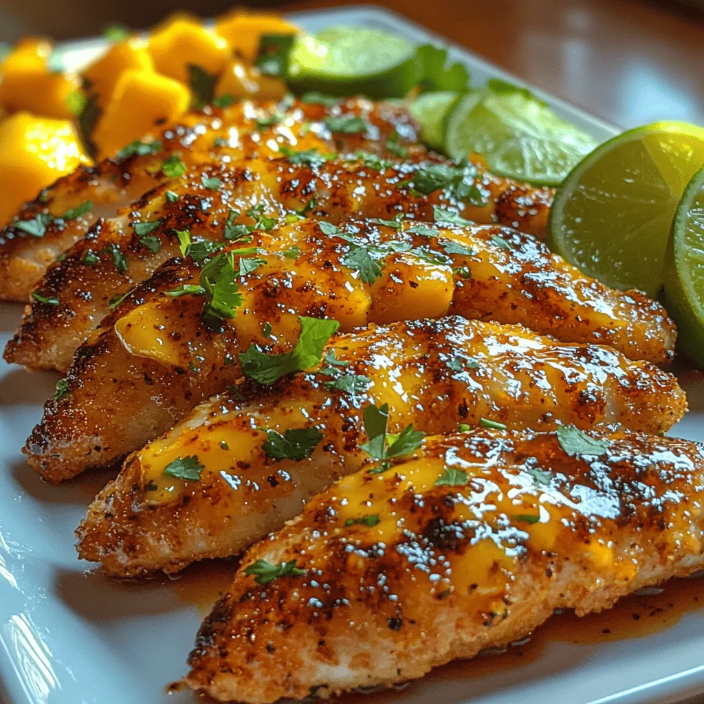 There’s something inherently satisfying about biting into a perfectly cooked chicken tender. Crispy on the outside, juicy on the inside, chicken tenders have carved out a beloved spot in our culinary landscape. They are not only a staple in American households but also find their way into various cuisines around the globe, offering endless opportunities for creativity. In this article, we’re taking a classic favorite and giving it a delightful twist with our <strong>Spicy Sweet Chili Mango Chicken Tenders</strong>.” /></p>
</p>
<h3>Baking the Chicken Tenders</h3>
</p>
<p>Baking chicken tenders instead of frying them offers a healthier alternative that still delivers on flavor and texture. While frying can add unnecessary calories and unhealthy fats, baking allows you to achieve that crispy exterior without the added grease. This method not only results in a lighter dish but also maintains the juiciness of the chicken.</p>
</p>
<p>To begin, preheat your oven to 400°F (200°C). This temperature is ideal for ensuring that the chicken cooks evenly while developing a crispy crust. While the oven is heating, prepare your baking sheet by lining it with parchment paper or lightly greasing it with cooking spray. This step not only prevents the chicken from sticking but also makes cleanup a breeze.</p>
</p>
<p>Once the oven is preheated and the baking sheet is ready, it’s time to place the chicken tenders on the sheet. Arrange them in a single layer, ensuring that they are not overcrowded. This allows hot air to circulate around each piece, promoting even cooking. For the best results, flip the chicken tenders halfway through the baking process. Typically, baking will take about 20-25 minutes, depending on the thickness of your tenders. Flipping not only helps achieve a uniform golden-brown color but also contributes to that coveted crispiness.</p>
</p>
<h3>Finishing Touches: Adding Sauce and Garnish</h3>
</p>
<p>Once your chicken tenders are fully cooked, it’s time to add the finishing touches that will elevate the dish’s flavor profile. The reserved marinade, which you set aside before marinating the chicken, plays a crucial role in enhancing the dish after cooking. As the tenders come out of the oven, brush them generously with this sauce while they’re still hot. This step allows the sweet and spicy flavors to seep into the chicken, creating a delectable glaze that’s both visually appealing and mouthwateringly delicious.</p>
</p>
<p>For an added burst of freshness, consider garnishing your chicken tenders with freshly chopped cilantro. This herb not only adds a pop of color but also complements the sweetness of the mango and the heat of the chili. Additionally, serving lime wedges on the side provides a tangy contrast that brightens the overall flavor, balancing the dish beautifully.</p>
</p>
<p>When it comes to plating, consider stacking the chicken tenders in an attractive manner on a serving platter. Drizzle some of the reserved sauce over the top and sprinkle with cilantro for a vibrant presentation. This attention to detail will make your dish as appealing to the eyes as it is to the palate.</p>
</p>
<h3>Pairing Suggestions</h3>
</p>
<p>To create a well-rounded meal, consider pairing your Spicy Sweet Chili Mango Chicken Tenders with sides that complement their flavors. A light jasmine or coconut rice is an excellent choice, as the subtle sweetness of the rice pairs beautifully with the spicy and sweet profile of the chicken. Alternatively, a fresh salad with mixed greens, avocado, and a zesty vinaigrette can add a refreshing crunch and balance out the dish.</p>
</p>
<p>If you’re looking for dipping sauces, a creamy avocado dip or a tangy yogurt sauce can provide a delightful contrast to the spicy chicken. These additions not only enhance the flavor experience but also add an element of fun to the meal.</p>
</p>
<p>For beverage pairings, consider serving a crisp white wine, such as a Sauvignon Blanc or a Riesling, which can complement the sweetness of the mango while cutting through the spice. If you prefer non-alcoholic options, a refreshing iced tea or a sparkling water with lime can cleanse the palate and enhance your dining experience.</p>
</p>
<h3>Nutritional Information</h3>
</p>
<p>When it comes to nutrition, Spicy Sweet Chili Mango Chicken Tenders are a well-balanced meal option. Each serving is rich in protein from the chicken, which is essential for muscle repair and maintenance. The mango in the marinade not only adds sweetness but is also packed with vitamins A and C, promoting a healthy immune system and glowing skin.</p>
</p>
<p>The dish is relatively low in carbohydrates, especially if paired with a salad or steamed vegetables instead of heavy sides. Additionally, by baking instead of frying, you significantly reduce the amount of unhealthy fats in the meal. This makes it a great choice for those looking to maintain a healthy diet without sacrificing flavor.</p>
</p>
<h3>Conclusion</h3>
</p>
<p>In summary, Spicy Sweet Chili Mango Chicken Tenders offer a unique flavor profile that balances sweetness and spiciness in a way that’s sure to impress anyone at your dinner table. The ease of preparation makes this dish perfect for weeknight dinners or casual gatherings, allowing you to enjoy delicious homemade food without spending hours in the kitchen.</p>
</p>
<p>By trying this recipe at home, you not only create a delightful meal for yourself and your loved ones but also embrace the joy of cooking. Sharing meals with friends and family is an experience that goes beyond just food; it creates memories and strengthens bonds. So gather your ingredients, follow the steps, and dive into the delicious world of Spicy Sweet Chili Mango Chicken Tenders—your taste buds will thank you!</p>
</div>