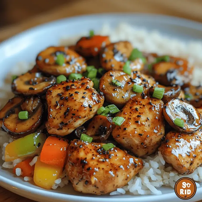 If you’re on the hunt for a dish that delivers a punch of flavor and a satisfying meal packed with protein and vegetables, look no further than Spicy Sautéed Black Pepper Chicken with Savory Mushrooms. This dish is a harmonious blend of tender chicken thighs, earthy mushrooms, and vibrant bell peppers, all brought together with a robust black pepper sauce. The combination of spicy, savory, and umami flavors makes it a delight for spice lovers and a surefire hit at the dinner table.