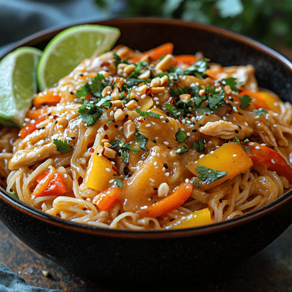 Discover the vibrant flavors of Southeast Asia with this Spicy Thai Peanut Chicken Noodles recipe. This dish is a delightful fusion of tender rice noodles, fresh vegetables, and a creamy, spicy peanut sauce that captures the essence of Thai cuisine. Known for its harmonious balance of taste and nutrition, Spicy Thai Peanut Chicken Noodles is a meal that appeals to both the palate and the body. Whether you’re a seasoned cook or a kitchen novice, this recipe is designed to be simple to follow and sure to impress your family and friends.