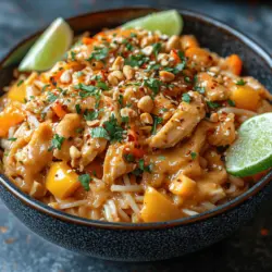Discover the vibrant flavors of Southeast Asia with this Spicy Thai Peanut Chicken Noodles recipe. This dish is a delightful fusion of tender rice noodles, fresh vegetables, and a creamy, spicy peanut sauce that captures the essence of Thai cuisine. Known for its harmonious balance of taste and nutrition, Spicy Thai Peanut Chicken Noodles is a meal that appeals to both the palate and the body. Whether you’re a seasoned cook or a kitchen novice, this recipe is designed to be simple to follow and sure to impress your family and friends.