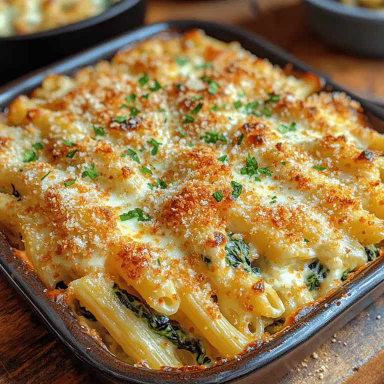 If you’re searching for a heartwarming dish that embodies comfort while packing a nutritional punch, look no further than the Creamy Spinach & Artichoke Pasta Bake. This delightful recipe combines the creaminess of a rich sauce with the earthy flavors of spinach and the unique taste of artichokes, creating a symphony of flavors that will please even the pickiest of eaters. The beauty of this dish lies not only in its taste but also in its versatility. Whether you're planning a cozy family dinner, a gathering with friends, or a potluck event, this pasta bake is sure to be a crowd favorite.