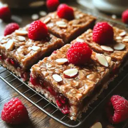 Raspberry Almond Bliss Bars are a delightful fusion of flavors and textures that promise to tantalize your taste buds. These bars combine the sweet and slightly tart notes of fresh raspberries with the nutty richness of almond flour and almond butter. Each bite is a perfect balance of chewy oats, creamy nut butter, and juicy berries, making them an irresistible snack or dessert option perfect for any time of day.