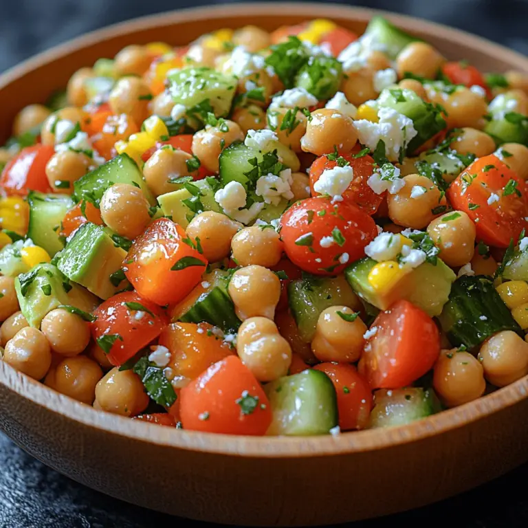 Chickpeas, the primary ingredient in this salad, are a nutritional powerhouse. Rich in plant-based protein, they provide the essential amino acids that are beneficial for muscle repair and growth. Beyond protein, chickpeas are also an excellent source of dietary fiber, which aids in digestion and helps maintain a feeling of fullness. This makes the Rainbow Chopped Chickpea Salad a satisfying meal option for those looking to manage their weight or simply enjoy a hearty dish.