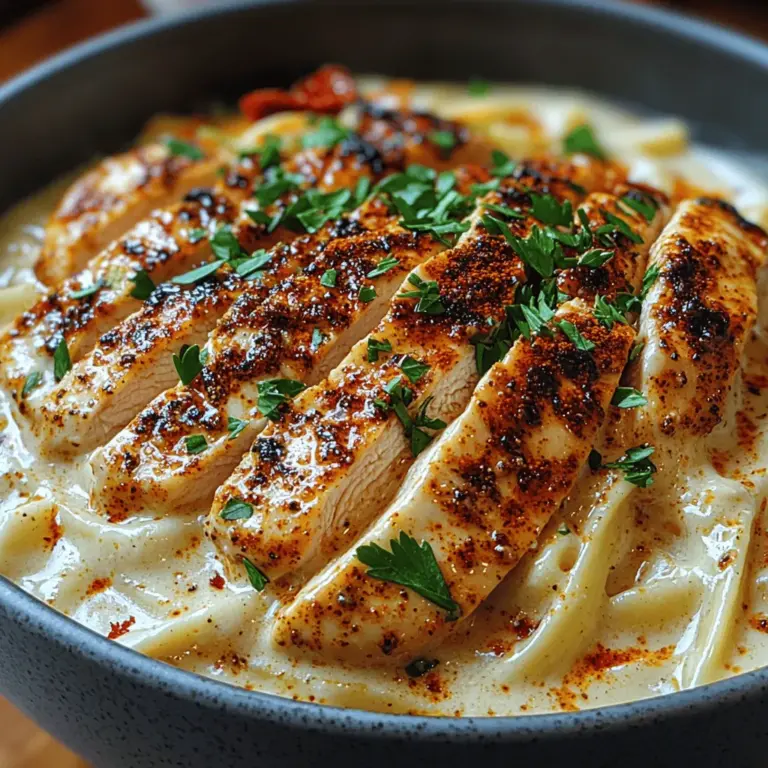 Imagine a plate of perfectly cooked fettuccine pasta enveloped in a velvety, creamy sauce, topped with tender, juicy chicken that has been kissed by the vibrant spices of Cajun seasoning. Each bite offers a delightful contrast of textures and flavors: the creaminess of the sauce, the slight kick from the Cajun spices, and the heartiness of the chicken create an irresistible dish that is both satisfying and indulgent.