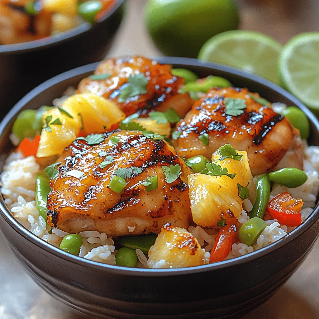 Are you ready to embark on a culinary journey that brings the sun-kissed flavors of the tropics right to your dinner table? The Tropical Pineapple Chicken Rice Bowls are a vibrant, mouthwatering dish that marries the savory essence of chicken with the sweet juiciness of ripe pineapple, complemented by colorful vegetables and fragrant spices. This recipe is not only a feast for the taste buds but also a visual delight, making it an excellent choice for families, busy professionals, or anyone looking to enjoy a convenient yet nutritious meal.