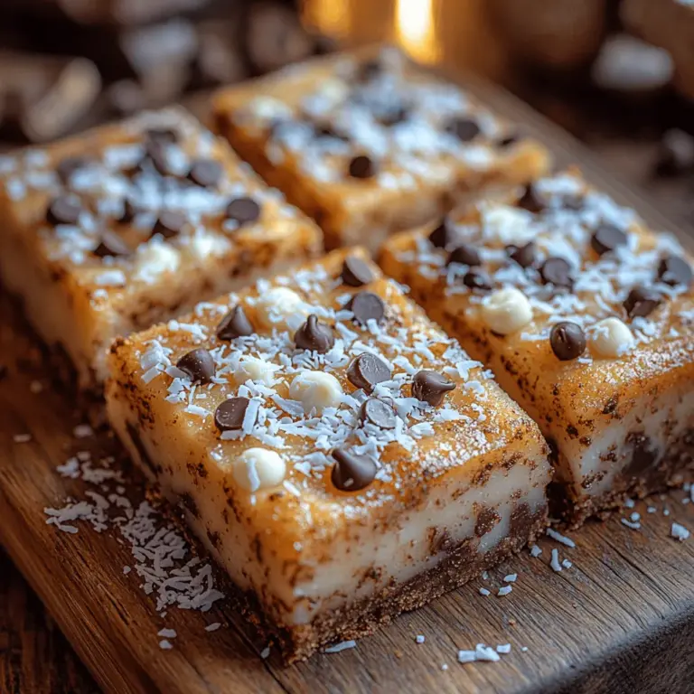 Imagine sinking your teeth into a delectable dessert that perfectly balances the rich creaminess of chocolate and the tropical essence of coconut. Welcome to the world of Coconut Paradise Chocolate Chip Bars—a treat that promises to transport your taste buds to a sunny beach with every bite. These bars are not just a dessert; they are a delightful experience that combines the warmth of home baking with the exotic flair of coconut, making them an ideal choice for gatherings, casual snacking, or a sweet indulgence after dinner.