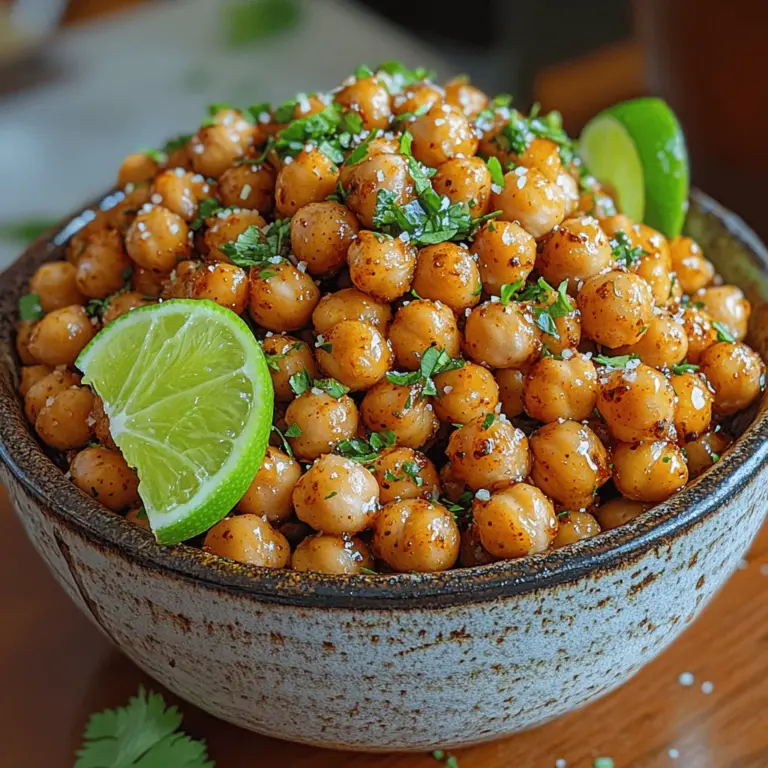 In the quest for delicious and healthy snack options, Zesty Chili Lime Roasted Chickpeas stand out as a favorite. These crispy legumes are not only bursting with flavor but also provide a nutritious alternative to traditional snacks. Whether you're looking for a mid-afternoon pick-me-up or a crunchy topping for your salads, roasted chickpeas offer a satisfying crunch that is hard to resist. Rich in protein and fiber, chickpeas are an excellent choice for those looking to maintain a balanced diet while enjoying a guilt-free treat.
