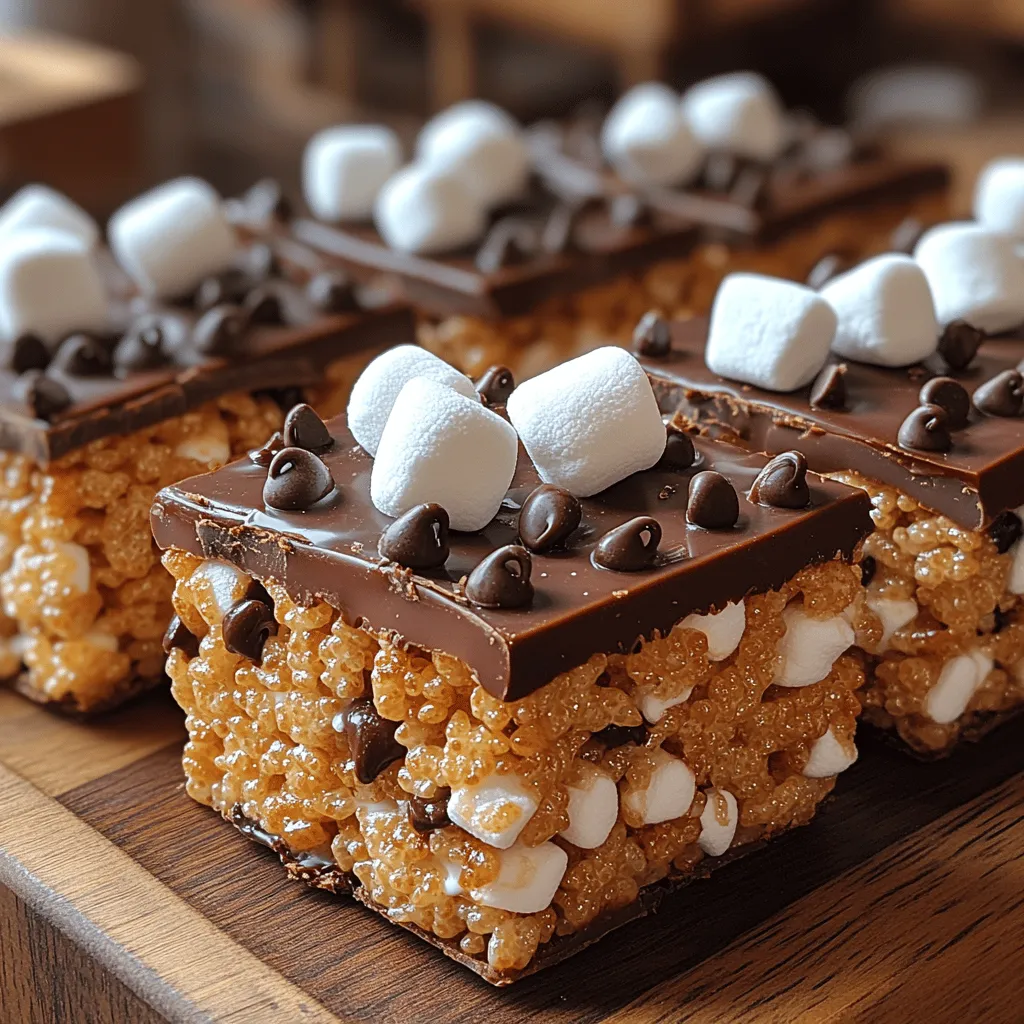S’mores Rice Krispie Treats are a delightful twist on two beloved classics, seamlessly blending the comforting flavors of traditional s’mores with the chewy, crunchy goodness of Rice Krispie treats. This innovative dessert not only sparks nostalgia with every bite but also brings a modern twist to the table, making it a hit among both children and adults. With their gooey marshmallows, rich chocolate, and crispy cereal, these treats are perfect for a variety of occasions, from family gatherings and birthday parties to casual snacks enjoyed on a quiet afternoon.