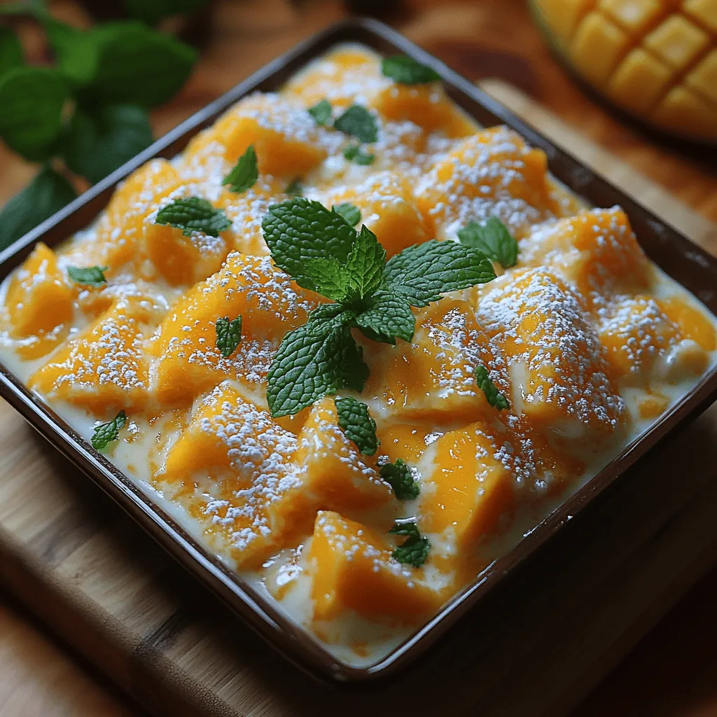 As the weather warms up and the sun shines brighter, nothing quite beats the allure of a refreshing dessert that tantalizes your taste buds while keeping you cool. Enter the <strong>Frosty Mango Citrus Bliss Bars</strong>—a delightful treat that perfectly embodies the essence of summer. These bars are not only a feast for the eyes but also a guilt-free indulgence that combines the tropical sweetness of ripe mangoes with the zesty brightness of fresh lemon juice. Whether you’re hosting a summer barbecue, enjoying a family picnic, or simply treating yourself after a long day, these bliss bars are an ideal choice.” /></p>
</p>
<h3>Tips for Lining the Dish Correctly</h3>
</p>
<p>Lining your dish is a crucial step in ensuring that your Frosty Mango Citrus Bliss Bars come out perfectly once frozen. Start by selecting a rectangular or square baking dish, typically 8×8 or 9×9 inches. To line the dish effectively, use parchment paper. Cut a piece of parchment that extends beyond the edges of the dish, creating a “sling” that will help you lift out the bars easily once they are set.</p>
</p>
<p>To secure the parchment in place, lightly grease the bottom of the dish with a bit of coconut oil or cooking spray before laying down the parchment. This will prevent the paper from sliding around. Additionally, allow the parchment to overhang the sides; this will make it easier to lift the bars out without breaking them.</p>
</p>
<h3>Freezing the Mixture</h3>
</p>
<p>Once you have prepared your bliss bar mixture, it’s time to freeze it. Pour the mixture into your lined baking dish and spread it evenly using a spatula. Make sure to press it down firmly so that it sets well and doesn’t crumble when you slice it.</p>
</p>
<p>To freeze the mixture effectively, place it in the freezer for at least 4 hours or until completely firm. It is best to leave it overnight if you have the time, as this will ensure a solid texture that is easy to cut.</p>
</p>
<h3>Tips for an Even Freeze</h3>
</p>
<p>For the best results, ensure that you freeze the mixture evenly. When placing the dish in the freezer, make sure it is level to prevent any sloped bars. If your freezer has multiple shelves, place the dish in the middle to allow for optimal cold air circulation. Avoid opening the freezer frequently while the bars are freezing, as this can lead to uneven temperatures and may cause the mixture to freeze inconsistently.</p>
</p>
<h3>Importance of Covering the Dish Properly</h3>
</p>
<p>While freezing the mixture, it’s essential to cover the dish properly to prevent freezer burn and to keep unwanted odors from affecting the flavor of your bars. If you plan to freeze the mixture for an extended period, cover the dish with plastic wrap or aluminum foil after the first hour of freezing to ensure it is well-protected. Just remember to remove the cover for the last hour of freezing to allow the bars to firm up properly.</p>
</p>
<h3>Slicing into Bars</h3>
</p>
<p>Once your Frosty Mango Citrus Bliss Bars are fully frozen, it’s time to slice them into bars. Remove the dish from the freezer and lift the mixture out using the parchment paper edges. Place it on a cutting board for easy handling.</p>
</p>
<h3>Techniques for Clean Cuts</h3>
</p>
<p>To achieve clean cuts, use a sharp knife or a pizza cutter. Before slicing, dip your knife in warm water and wipe it dry. This simple trick helps prevent the mixture from sticking to the blade, resulting in smooth, even edges. Cut the bars into your desired size; typically, 1.5 to 2-inch squares work well for serving.</p>
</p>
<h3>Suggestions for Serving Sizes</h3>
</p>
<p>When serving your Frosty Mango Citrus Bliss Bars, consider your audience and occasion. For larger gatherings, cutting the bars into smaller bites (about 1-inch squares) allows guests to enjoy them as a refreshing snack. Conversely, if you’re serving them as a dessert, a standard 2-inch square is perfect.</p>
</p>
<h3>Garnishing and Serving</h3>
</p>
<p>Garnishing your bliss bars can elevate their visual appeal and enhance their flavor. Some delightful options include:</p>
</p>
<p>– <strong>Fresh Mint Leaves</strong>: A sprig of mint on top adds a pop of color and a refreshing aroma.</p>
<p>– <strong>Citrus Zest</strong>: Grating a bit of lime or lemon zest over the top can provide an extra citrus kick.</p>
<p>– <strong>Chopped Nuts</strong>: Sprinkle some chopped pistachios or almonds for added crunch and nutrition.</p>
<p>– <strong>Coconut Flakes</strong>: Toasted coconut flakes can offer a delightful tropical twist that complements the mango.</p>
</p>
<h3>Ideas for Additional Garnishes</h3>
</p>
<p>For a more decadent presentation, drizzle some dairy-free yogurt or a coconut cream over the bars just before serving. You can also consider serving the bars with a side of citrus sorbet or a fruit compote for an added layer of flavor.</p>
</p>
<h3>Serving Suggestions for Different Occasions</h3>
</p>
<p>Frosty Mango Citrus Bliss Bars are incredibly versatile and make for an excellent treat for various occasions. Here are some ideas:</p>
</p>
<p>– <strong>Summer Parties</strong>: Serve them at a picnic or barbecue as a refreshing dessert.</p>
<p>– <strong>Birthday Celebrations</strong>: These bars can be a healthier option for dessert at kids’ birthday parties.</p>
<p>– <strong>Brunch Gatherings</strong>: Pair them with mimosas or fruit smoothies for a delightful brunch treat.</p>
<p>– <strong>Healthy Snack</strong>: Offer them as a guilt-free snack during afternoon tea or as a post-workout treat.</p>
</p>
<h3>Nutritional Information</h3>
</p>
<p>One of the best features of the Frosty Mango Citrus Bliss Bars is their nutritional profile. They are packed with vitamins and minerals, making them a wholesome dessert option.</p>
</p>
<h4>Overview of the Nutritional Benefits of the Bars</h4>
</p>
<p>These bars primarily consist of fresh fruit and coconut, providing a good source of dietary fiber, vitamins A and C, and healthy fats. The combination of mango and citrus not only delivers a refreshing taste but also boosts your immune system and promotes healthy skin.</p>
</p>
<h4>Caloric Breakdown per Serving</h4>
</p>
<p>Each bar typically contains approximately 100-150 calories, depending on the size and specific ingredients used. This is a significant reduction in calories compared to many traditional desserts, which can often exceed 300 calories per serving.</p>
</p>
<h4>Comparison to Traditional Dessert Options</h4>
</p>
<p>When compared to traditional desserts such as cakes or cookies, which can be high in sugar and unhealthy fats, Frosty Mango Citrus Bliss Bars stand out as a healthier alternative. They provide natural sweetness from fruit and healthy fats from coconut, making them a guilt-free indulgence.</p>
</p>
<h3>Variations and Customizations</h3>
</p>
<p>One of the best aspects of the Frosty Mango Citrus Bliss Bars is their adaptability. Here are some ways to customize the recipe to suit your taste or dietary needs.</p>
</p>
<h4>Fruit Variations: Other Fruits That Can Be Used</h4>
</p>
<p>While mango and citrus are delightful together, feel free to experiment with other fruits. Consider using:</p>
</p>
<p>– <strong>Pineapple</strong>: For a tropical twist.</p>
<p>– <strong>Raspberries</strong>: To add a tart contrast.</p>
<p>– <strong>Peaches</strong>: For a summer flavor explosion.</p>
<p>– <strong>Berries</strong>: Mixed berries can enhance the color and flavor profile.</p>
</p>
<h4>Suggestions for Seasonal Fruit Swaps</h4>
</p>
<p>Take advantage of seasonal fruits to keep your bars fresh and exciting. In the summer, use peaches or strawberries; in the fall, consider apples or pears; and in the winter, opt for pomegranates or cranberries.</p>
</p>
<h4>Vegan and Dairy-Free Options</h4>
</p>
<p>This recipe is already vegan and dairy-free, but if you want to ensure that all ingredients align with these dietary preferences, check the labels on your sweeteners and any toppings you use.</p>
</p>
<h4>How to Adapt the Recipe for Various Dietary Needs</h4>
</p>
<p>If you’re looking to make the bars gluten-free, ensure you choose an appropriate sweetener or crust option. For nut allergies, simply omit any nuts from the recipe and garnishes.</p>
</p>
<h3>Flavor Enhancements</h3>
</p>
<p>To add an extra dimension of flavor, consider incorporating spices or extracts:</p>
</p>
<p>– <strong>Using Spices Like Ginger or Cardamom</strong>: A pinch of ground ginger or cardamom can complement the citrus notes beautifully.</p>
<p>– <strong>Adding Other Extracts for Unique Twists</strong>: A drop of almond or vanilla extract can introduce a new flavor profile that surprises and delights.</p>
</p>
<h3>Storage and Serving Suggestions</h3>
</p>
<p>To keep your Frosty Mango Citrus Bliss Bars fresh and delicious, follow these storage guidelines:</p>
</p>
<h4>Best Practices for Storing the Bars</h4>
</p>
<p>Store the bars in an airtight container in the freezer if you have leftovers. You can also wrap individual bars in plastic wrap, which makes it easy to grab one on the go. They can last up to a month in the freezer without losing their texture or flavor.</p>
</p>
<h4>How to Keep Them Fresh for Longer</h4>
</p>
<p>To maintain their freshness, ensure that the container is truly airtight. If you notice any ice crystals forming, it may be time to consume the bars or check your container’s seal.</p>
</p>
<h4>Ideal Occasions for Serving</h4>
</p>
<p>These bars are perfect for summer parties, picnics, and even as a healthy dessert option after a dinner gathering. They are also a wonderful way to cool off after a hot day outdoors or to serve at a brunch gathering.</p>
</p>
<h3>Conclusion</h3>
</p>
<p>In summary, Frosty Mango Citrus Bliss Bars are not only simple to prepare but also deliver a refreshing burst of flavor that makes them an ideal treat for any occasion. With their health benefits and versatility, they stand out from traditional dessert options, providing a guilt-free indulgence that your friends and family will love. Whether you enjoy them at a summer gathering or as a personal treat, these bars are sure to be a hit. So gather your ingredients and whip up a batch of these delicious bars—you won’t be disappointed!</p>
</div>