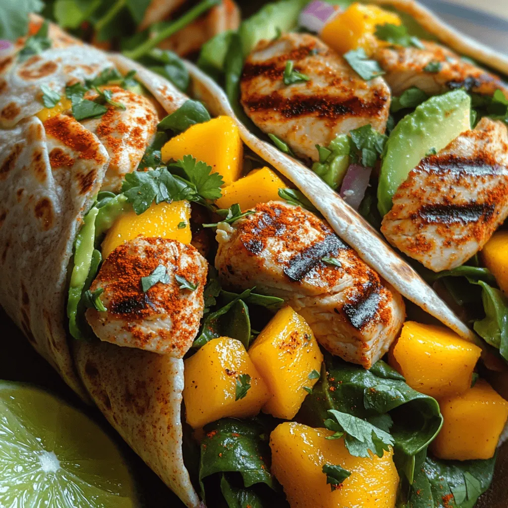 At the heart of this wrap is boneless, skinless chicken breast, a staple in many healthy diets. This lean protein is not only versatile but also packed with essential nutrients. Chicken breast is low in fat and high in protein, making it an excellent choice for anyone looking to build muscle or maintain a healthy weight. Grilling the chicken adds a smoky flavor that complements the sweetness of the mango and the creaminess of the avocado, creating a well-rounded dish.