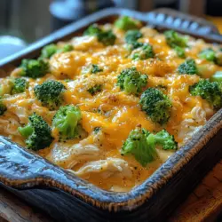 Creamy Chicken and Broccoli Bake is a dish that perfectly embodies the essence of home-cooked meals. With its rich, creamy sauce, tender chicken, and vibrant green broccoli, this casserole is not only visually appealing but also packed with flavor. It effortlessly combines convenience and taste, making it a popular choice for busy weeknights and family gatherings alike. The harmonious blend of ingredients creates a comforting experience that warms the heart and satisfies the appetite.