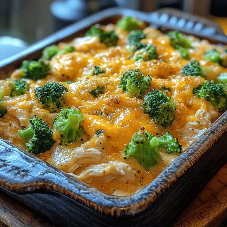 Creamy Chicken and Broccoli Bake is a dish that perfectly embodies the essence of home-cooked meals. With its rich, creamy sauce, tender chicken, and vibrant green broccoli, this casserole is not only visually appealing but also packed with flavor. It effortlessly combines convenience and taste, making it a popular choice for busy weeknights and family gatherings alike. The harmonious blend of ingredients creates a comforting experience that warms the heart and satisfies the appetite.