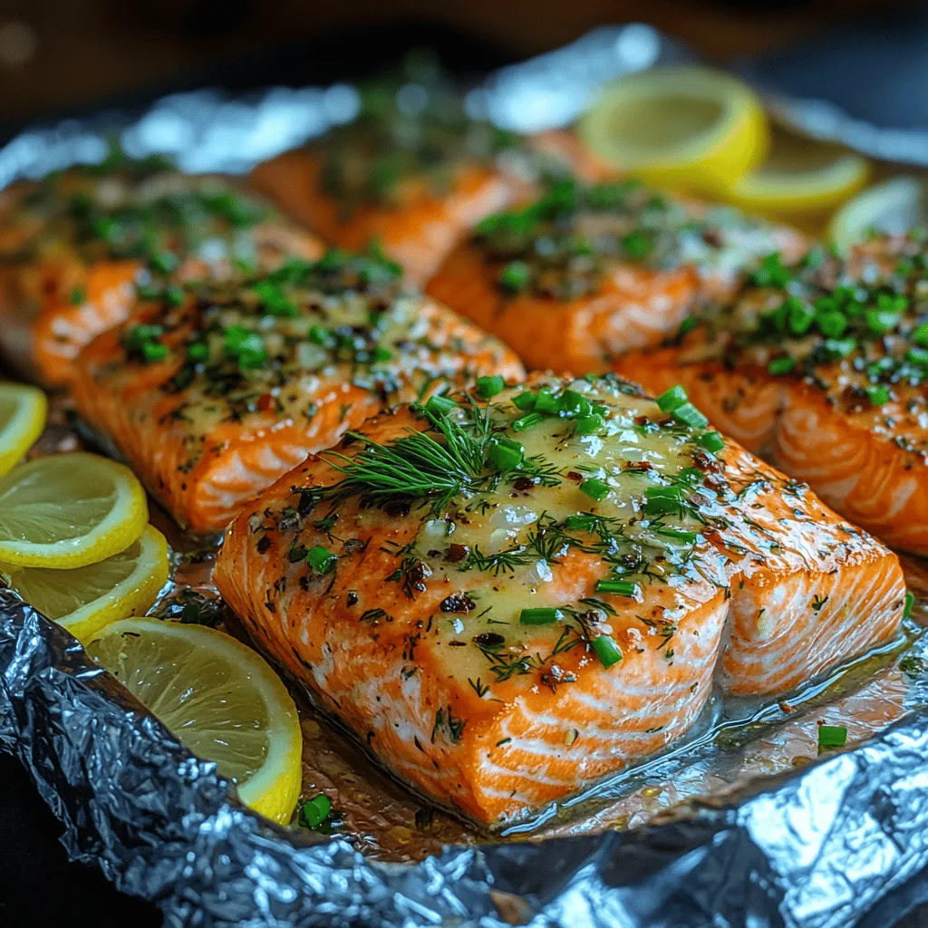 Salmon is a beloved staple in kitchens around the world, and for good reason. Not only is it rich in flavor, but it also offers a wealth of health benefits, making it a fantastic choice for anyone looking to enjoy a nutritious meal without sacrificing taste. One of the simplest and most delicious ways to prepare salmon is by wrapping it in foil with herb garlic butter, allowing the fish to steam in its own juices while absorbing the aromatic essence of fresh herbs and garlic. This method not only enhances the flavor profile but also ensures easy cleanup, making it ideal for both busy weeknights and special gatherings.