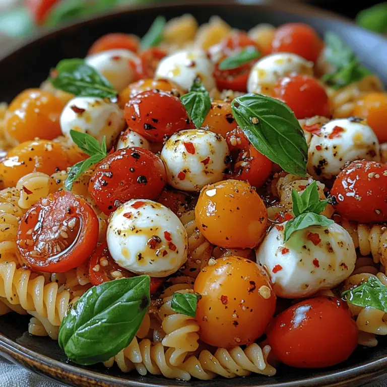When it comes to vibrant, refreshing meals that celebrate the joys of summer, few dishes can compare to a Sunshine Caprese Pasta Salad. This delightful recipe combines the classic elements of a traditional Caprese salad—fresh tomatoes, creamy mozzarella, and fragrant basil—with the heartiness of pasta, creating a dish that’s not only visually stunning but also packed with flavor. The Sunshine Caprese Pasta Salad is perfect for picnics, barbecues, or as a light, satisfying meal that can be enjoyed any time of the year.