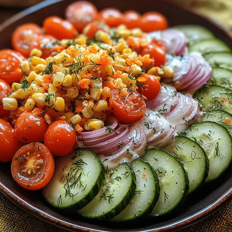 As the temperatures rise and the sun shines brighter, the craving for light, refreshing meals becomes undeniable. Enter the Crunchy Ranch Cucumber Salad—a delightful medley of crisp cucumbers, juicy tomatoes, and vibrant carrots, all enhanced by a rich ranch dressing. This invigorating dish not only tantalizes your taste buds but also provides a satisfying crunch that is perfect for warm-weather dining. Whether you're looking for a side dish to accompany a barbecue or a light meal to enjoy on its own, this salad delivers both flavor and freshness effortlessly.