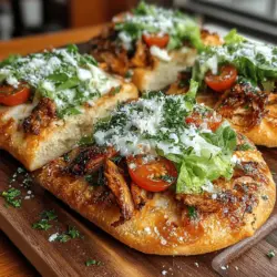 Crispy Garlic Chicken Caesar Pita Pizzas: A Flavorful Dish