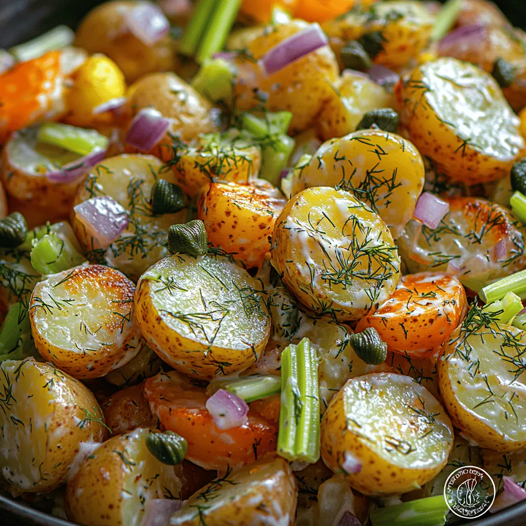 Once your potatoes have cooled to the perfect temperature, it's time to prepare the dressing that will elevate this potato salad to new heights. The base of our creamy dill pickle potato salad consists of mayonnaise and sour cream, which together create a rich, velvety texture that complements the potatoes beautifully.