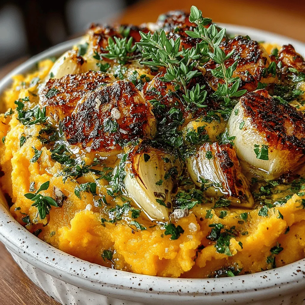 Heavenly Roasted Garlic Mashed Sweet Potatoes